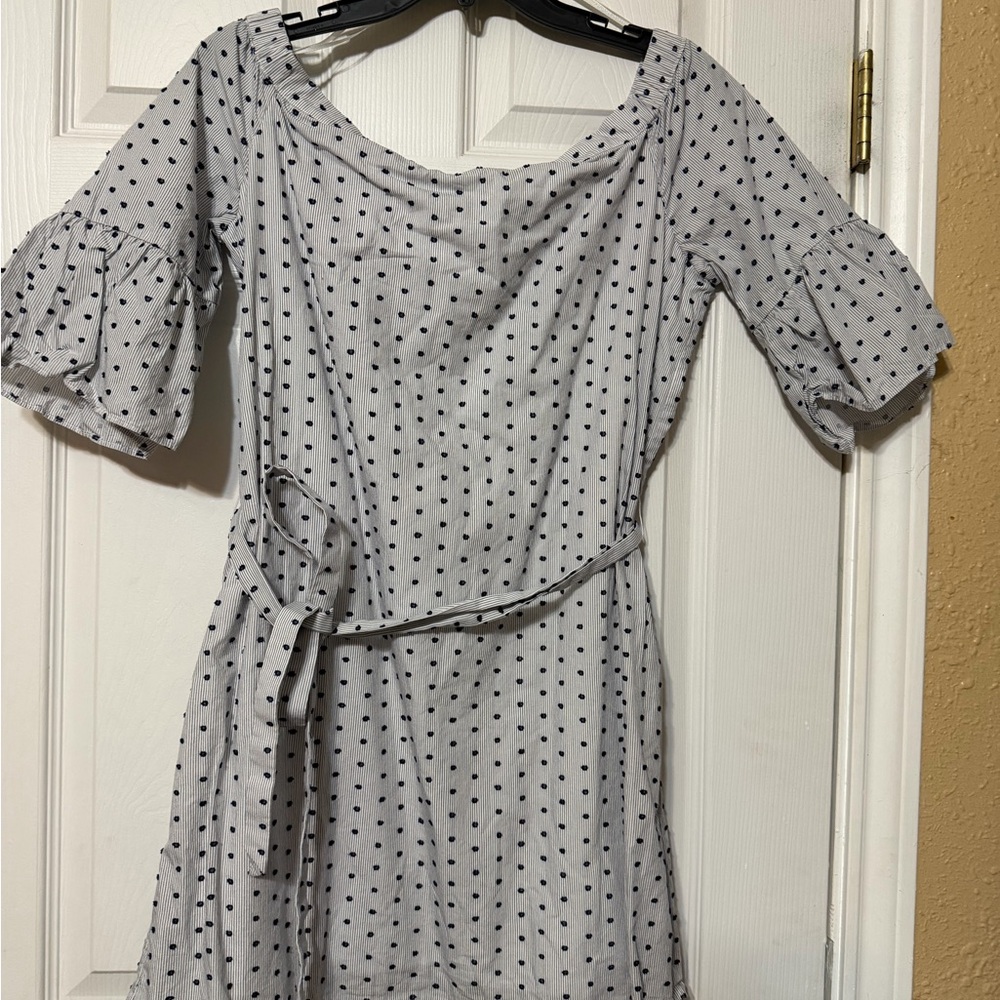Banana Republic Black Polka Dot Long Sleeve Dress